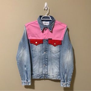 Calvin Klein Colorblock Western-Style Trucker Denim Jacket-Size XL NWT